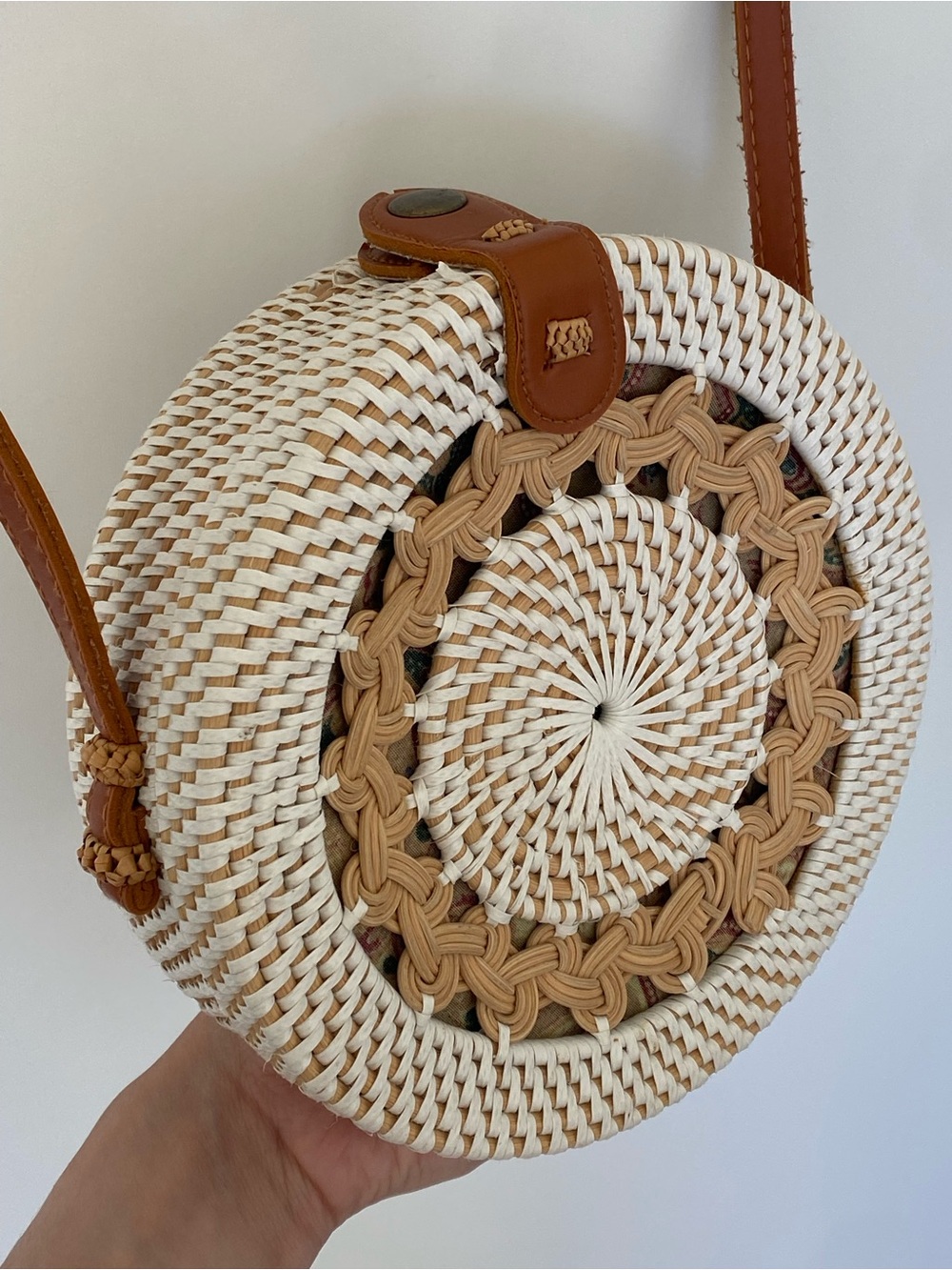 Round Rattan Woven Straw Crossbody Bag